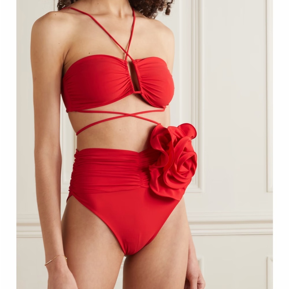 Magda Butrym Red Floral High-Waist Bikini